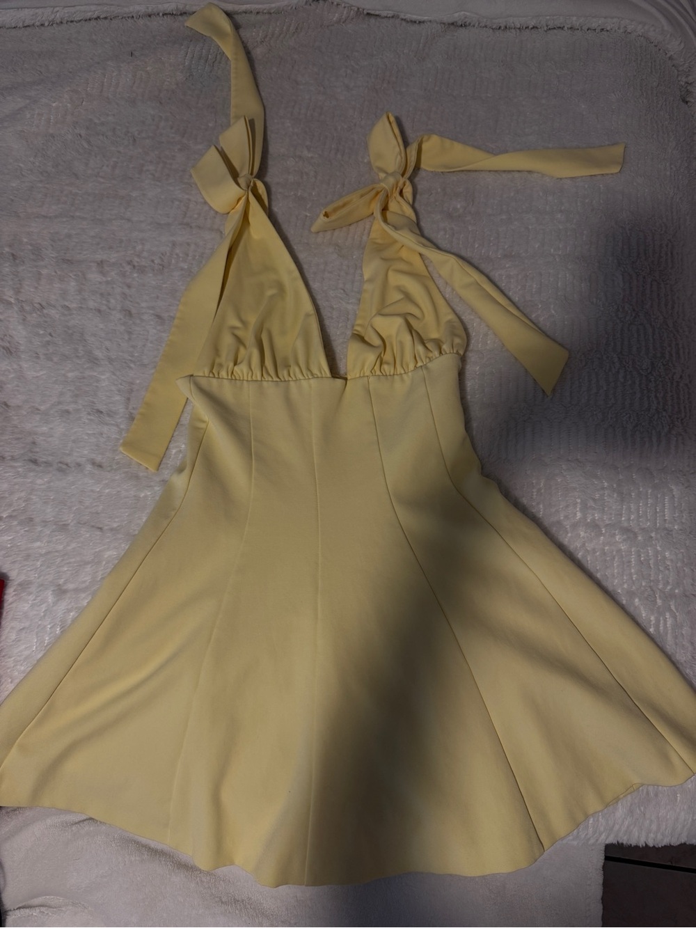 Zara Yellow Mini Tie-Shoulder Dress